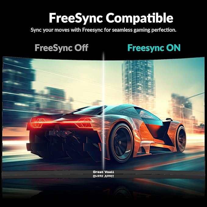 24 Inch Curved Gaming Monitor, 180Hz/144Hz FHD 1080P, 120% sRGB, 1ms, AMD FreeSync, Low Motion Blur, VESA Wall Mount, HDMI 1.4 & DP 1.2 – Black