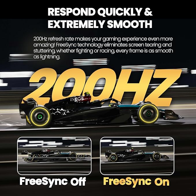 CRUA 24 Inch 200hz/180hz Curved Gaming Monitor, FHD 1080P Frameless Computer Monitors, Support AMD freesync Low Motion Blur, Eye Care, DisplayPort, HDMI, Compatible Wall Mountable Installs-Black