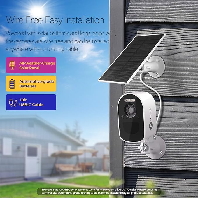 xmartO 4MP QHD WiFi6 Dual-Band Wireless Solar-Powered Indoor & Outdoor Home Security Camera