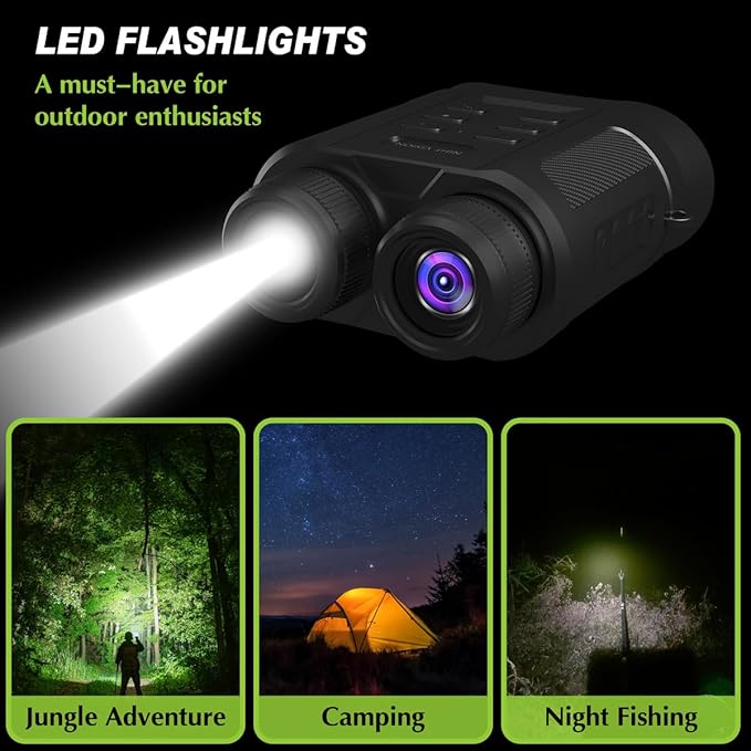 Night Vision Goggles - 4K HD Upgraded 850nm IR Night Vision Binoculars - 8X Digital Zoom, Rechargeable Night Vision Device with Camera Built in, Save Photos and Videos, Flashlight for Camping Hunting