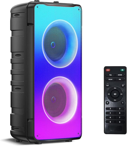 Bluetooth Speakers, 60W(80W Peak) Portable Loud Wireless Stereo Speaker with Rich Bass, Bluetooth 5.0, FM Radio, Colorful Light, TWS Pairing, EQ, 10000mAh Battery, Outdoor Speaker for Home Party Gift