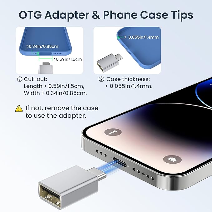 Basesailor USB to USB C Adapter with C Male to 3.0 Female Charger 4P,Thunderbolt 4 OTG Converter for MacBook,iWatch 9 10 11,iPhone 17 16 15 14 13 Plus Pro Max Mini,Galaxy S24 S23 S22,iPad Air,AirPods