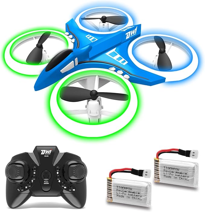 Dwi Dowellin 4.9 Inch Mini Drone for Kids LED Night Lights One Key Take Off Landing Flips RC Remote Control Small Flying Toys Drones for Beginners Boys and Girls Adults Nano Quadcopter, Blue