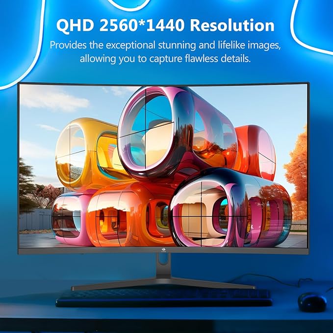 Z-Edge 32 inch Curved Gaming Monitor, QHD 1440P 170Hz 165Hz 144Hz Curved Monitor, 1500R Computer Monitor, MPRT 1ms Monitor, 16.7M Colors, 3000:1 Contrast, UG32 Ultra Slim Bezel, DP x2, HDMI x2