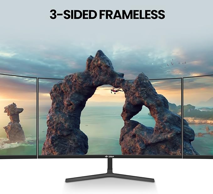 CRUA 24" Curved Monitor, FHD(1920×1080P) 100HZ, 99% sRGB Color Gamut Computer Monitors, Narrow Bezels on Three Sides, Blue Light Filter PC Monitor for Home, Office and Dormitory(HDMI, VGA)-Black