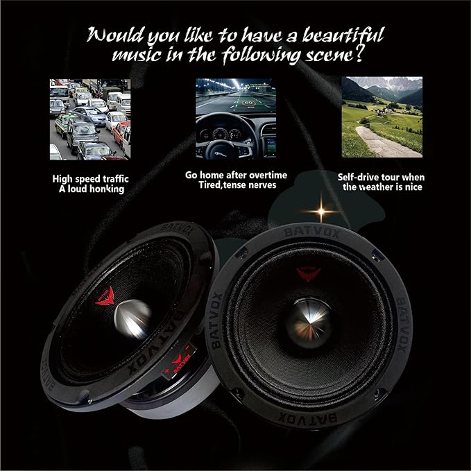 MX65S2 Midrange Loudspeaker 6.5" Silver Bullet, 600W Max, 4 Ohms, Premium Quality Audio Door Speakers for Car or Truck Stereo Sound System, Black (1 Speaker)