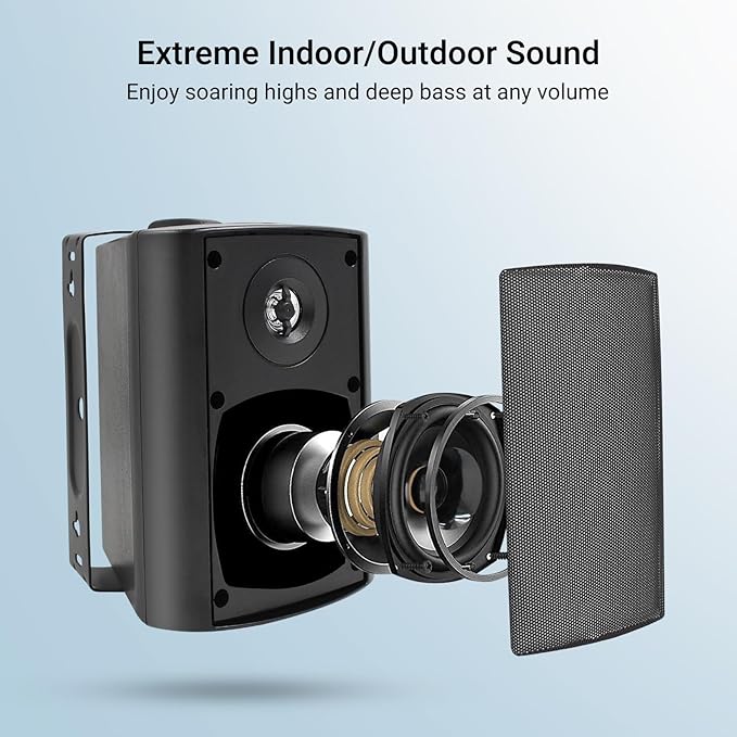 Herdio 4 Inch Outdoor Bluetooth Speakers Waterproof Wired 200 Watt,Indoor, Patio,Deck Wall Mount Speakers (Black)