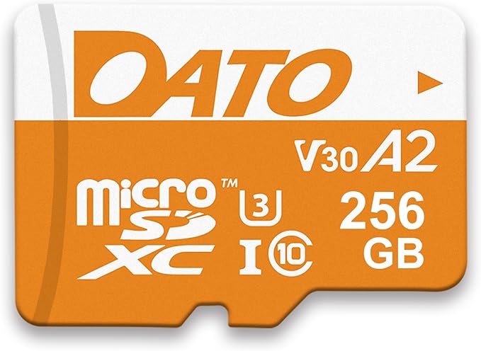 DATO 256GB Advance Plus microSDXC Memory Card, UHS-I, C10, U3, V30, A2, 4K UHD, Up to 160/150 MB/s, for Mobile Phones, Tablets, Gaming Consoles, Cameras, Drones, and Professional Equipment