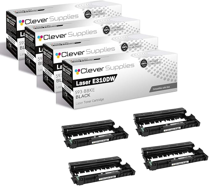 CS Replacement Drum Unit Compatible with Dell Laser E310DW 593-BBKE Black Laser E310dw E514dw Multi-Function E515dn E515dw Drum Unit 4 Pack