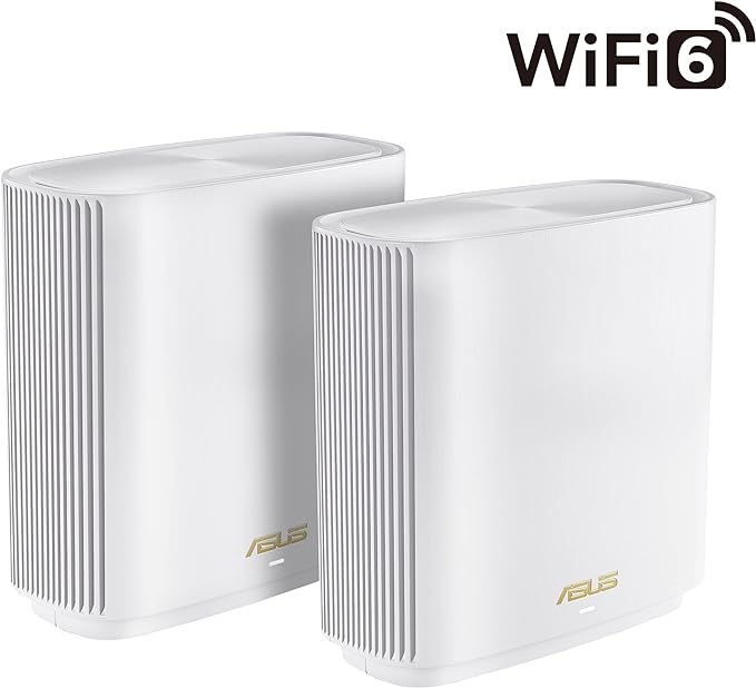 ASUS ZenWiFi XT9 AX7800 Tri-Band WiFi6 Mesh WiFiSystem (2Pack), 802.11ax, up to 5700 sq ft & 6+ Rooms, AiMesh, Lifetime Free Internet Security, Parental Controls, 2.5G WAN Port, UNII 4, White