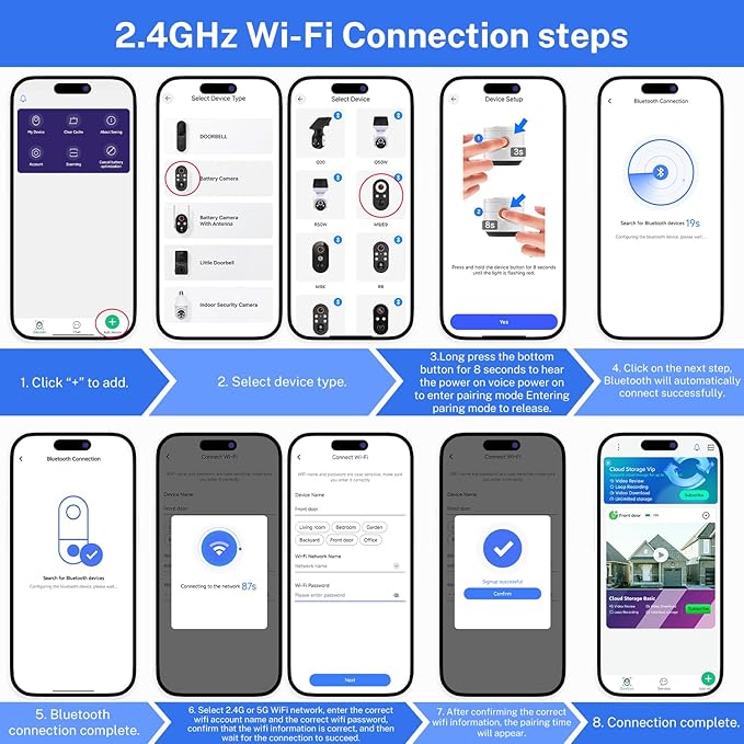 1080p Wireless Security Camera, 2.4GHz Wi-Fi Only, Color Night Vision, AI Human Detection, PIR Motion Detection, 2-Way Talk, Outdoor Surveillance Bullet Cam, No Solar Panel Included (2 Pack)