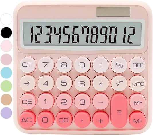 Gradient Pink Calculator, UPIHO Standard Calculator 12 Digit with Large LCD Display and Big Buttons, Pink Office Supplies for Women, Cute Desk Accessories for Office,School, Home, Business