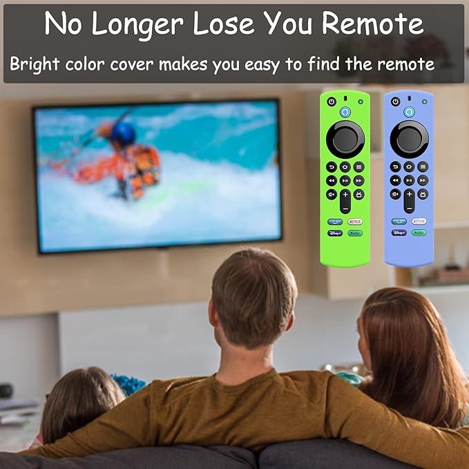 2Pack Remote Cover for Firetvstick 4K Max (3rd Gen) 2021,Silicone Protective Case Compatible with firetvstick 4K Alexa Voice Remote Control with Lanyards,Anti-Slip,Shockproof (Glow Blue&Glow Green)