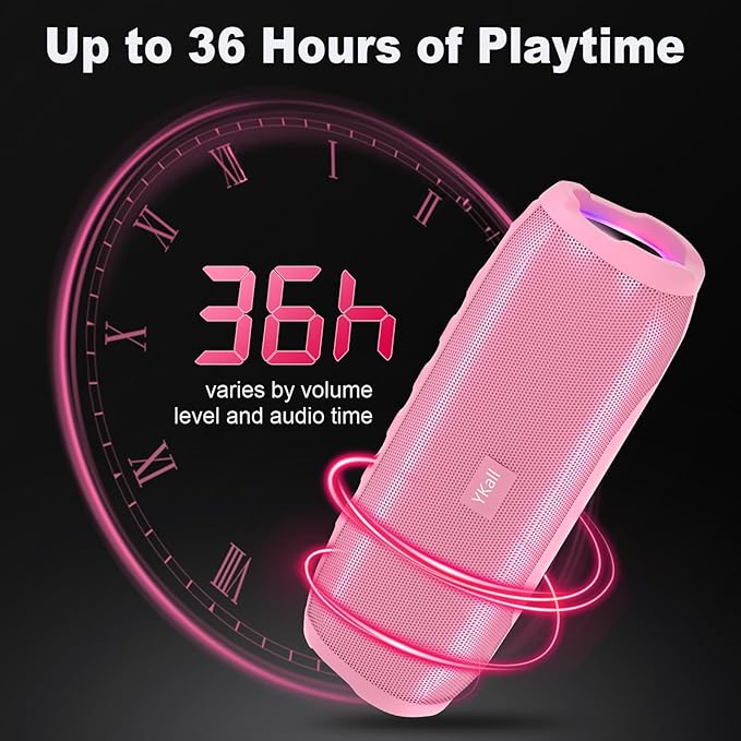 Bluetooth Speakers, Portable Bluetooth Speaker Wireless with 20W Loud Stereo Sound, TWS Pairing, IPX6 Waterproof Shower Speakers, 36H Playtime, RGB Light Speaker, Built-in Radio Mode