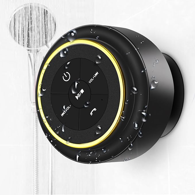 Bluetooth Shower Speaker, Portable Waterproof Speakers with Suction Cup, Wireless Outdoor Speaker for Pool, Camping, Beach, Hiking, Kayaking, Great Gift for Men, Women