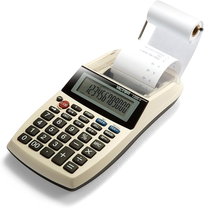 Victor 1205-4 12 Digit Portable Palm/Desktop Commercial Printing Calculator, 1.8" x 4" x 8"