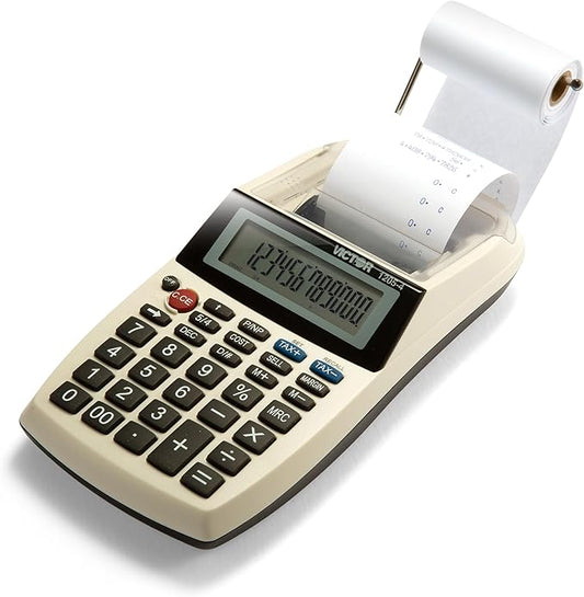 Victor 1205-4 12 Digit Portable Palm/Desktop Commercial Printing Calculator, 1.8" x 4" x 8"