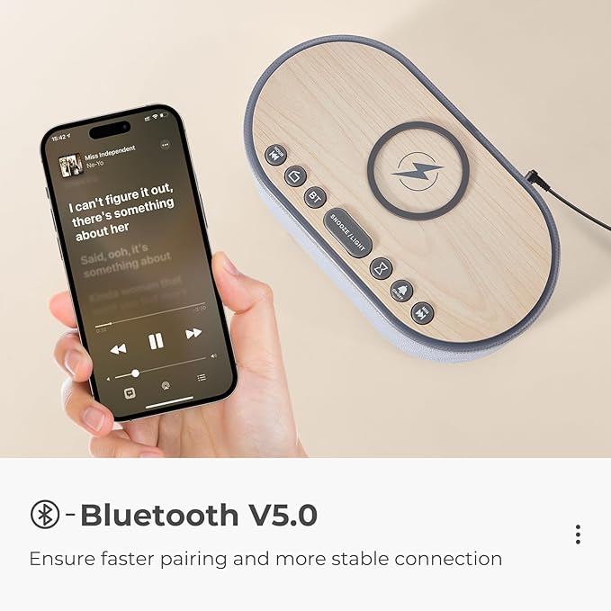 uscce Alarm Clock Bluetooth FM Radio: 10W Stereo Sound Speaker - Fast Wireless Charging for iPhone Samsung - Dimmable Clock Radio for Bedroom