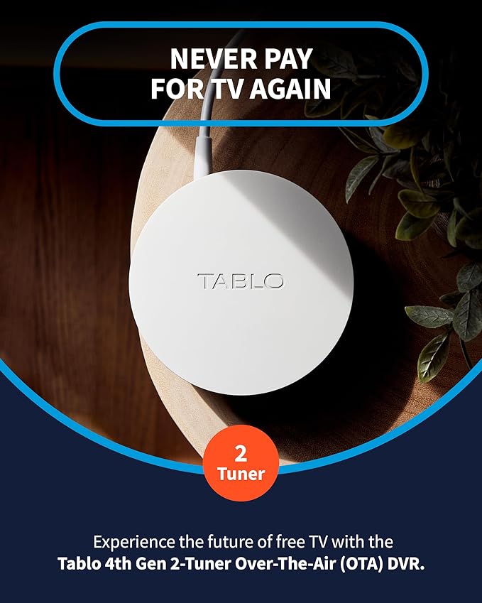 4th Gen 2-Tuner Over-The-Air (OTA) DVR - Watch, Pause & Record Live TV, News, Sports & Movies Throughout Your Home Over Wi-Fi - Pairs w/Any TV Antenna - 50+ Hrs Recording - No Subscriptions