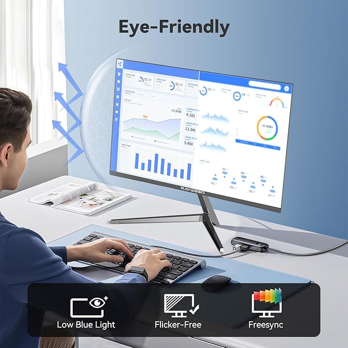 24 Inch 100Hz Computer Curved Monitor 1080P,4000:1 Contrast,LowBlue Mode,16.70 Million Colors, Anti-Glare,FreeSync,PC Monitor Ergonomic Tilt & VESA Compatible for Home Office Working