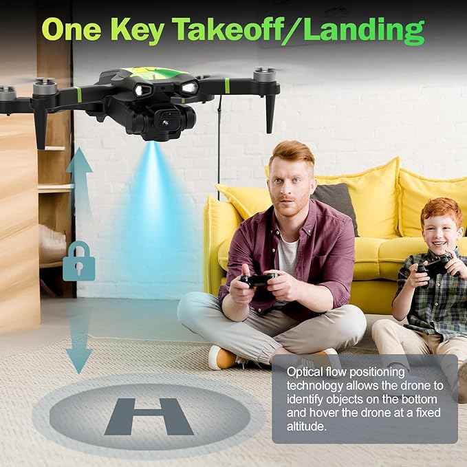 M18 1080P Mini Drone with Brushless Motor Foldable RC Quadcopter for Adults Optical Flow Positioning Headless Mode