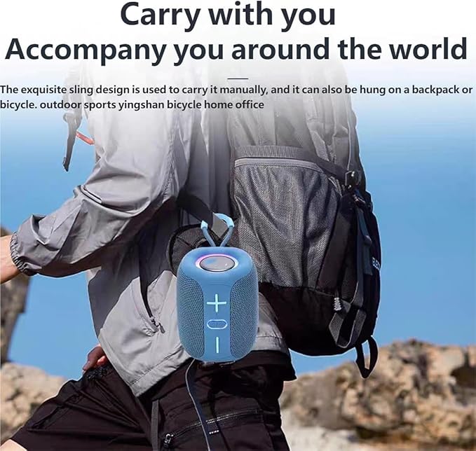 2025 Vibin Wireless Speaker, Colorful RGB Lighting, Bluetooth 5.0 High-Volume Stereo Sound, Dustproof and Waterproof, Easy to Ccarry, for Home, Outdoor Gatherings, and Camping (Blue)