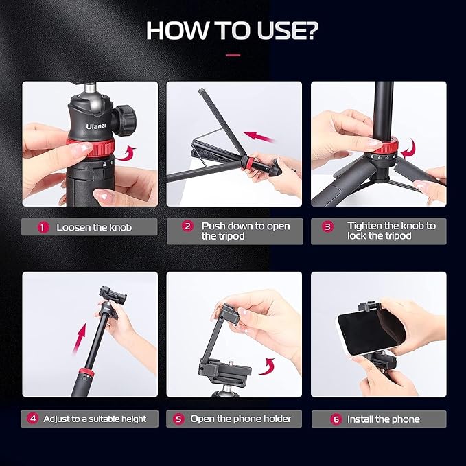 ULANZI MT-44 Extendable Phone Tripod, 59" Selfie Stick Vlog Stand with 2 in 1 Phone Clip, 360° Ball Head Camera Tripod for iPhone Sony DJI Osmo Nano Action Camera, Lightweight for Travel