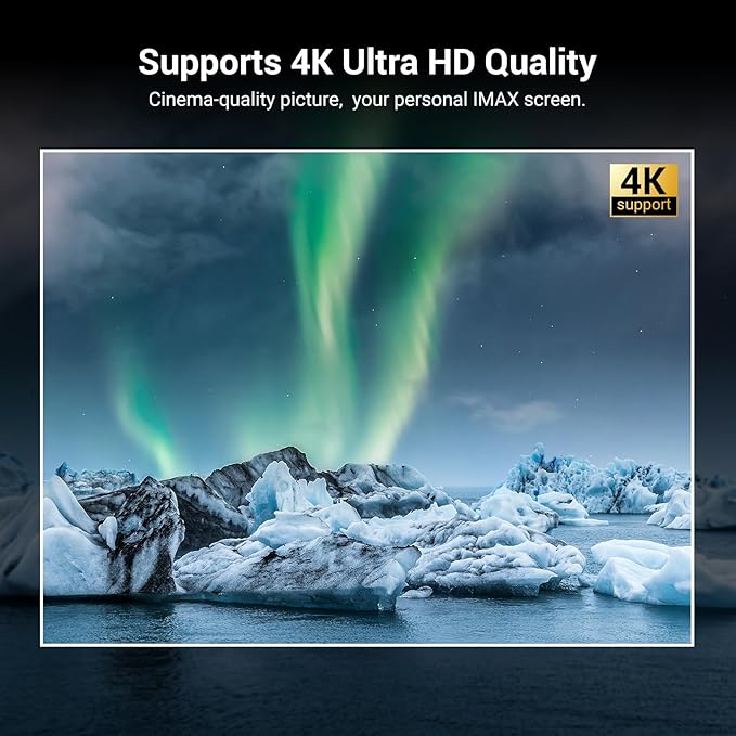 2000 ANSI Netflix Officially Licensed 4K Full HD Outdoor Projector, HAPPRUN Projector with Wifi and Bluetooth, Built-in Apps, Auto Focus, Smart Projector for Movie/Home Theater/Indoor/PS5/PC/Phone