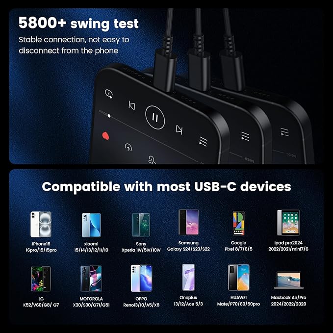 MOSWAG USB C Headphones, Wired Earbuds in-Ear Type C Earphone, Microphone & Volume Control HiFi Stereo Type C Earphones for iPhone 17/16/15 Pro Max, Galaxy S24/S23/S22/S21/A53 Pixel 8/7/6-1Pack