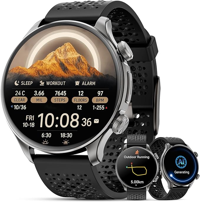 GPS Smart Watches for Men (Answer/Make Call), 1.60" AMOLED Display Smartwatch, 170+ Sports Modes Fitness Tracker Watch with Compass Pedometer, 5ATM Waterproof Mens Smart Watch for Android iPhone