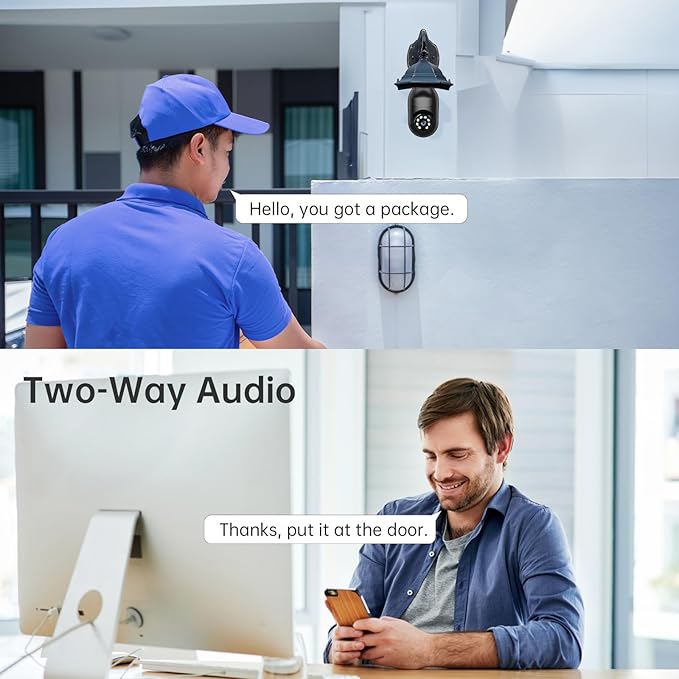 WESECUU Light Bulb Security Camera -5G& 2.4GHz WiFi 2K Security Cameras Wireless Outdoor Motion Detection and Alarm,Two-Way Talk,Color Night Vision,Human Detection, Bulb Camera Compatible with Alexa