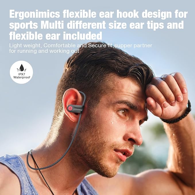 Boean Workout Headphones Bluetooth Headphone with Mic Bluetooth 5.3 Technology with Stereo Sound Deep Bass 16 Hrs Playback Running Headphones IPX7 Rating for Sports