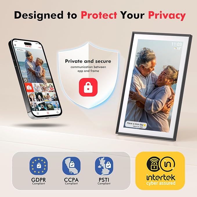 Digital Picture Frame, 15.6 Inch Large Frameo Digital Photo Frame WiFi, 32GB, 1920 * 1080 IPS HD Touch Screen, Tabletop&Wall-Mounted, Share Picture Video, Birthday, Wedding, for Mom