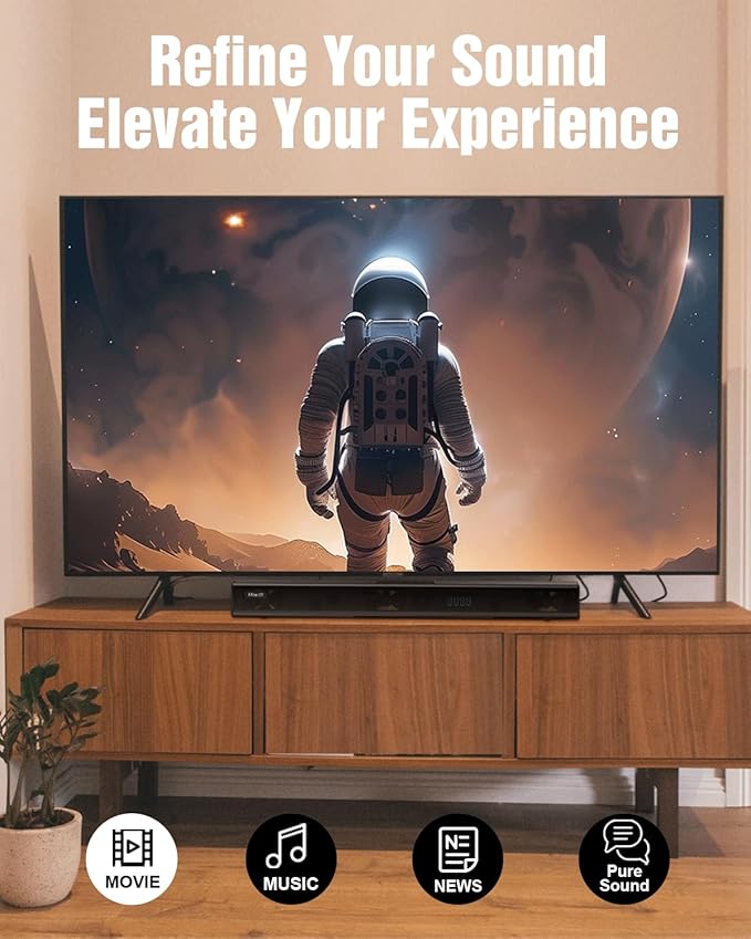 Hiwill 5.1ch Dolby Atmos Surround Soundbar w/ 6.5'' Big Wireless Subwoofer, Extend Soundstage, Deepen Bass, Clarify Dialogue, 2 Wired Rear Speakers Home Theater TV Sound Bar, eARC/Opt, HiElite A51PRO