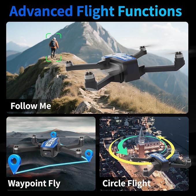 LE-IDEA GPS Drones with Camera for Adults 4k, IDEA36LCD Mini Drones with 4.5-inch LCD Screen Brushless Motor Optical Flow Positioning One Key Start, Foldable Remote Control Quadcopter for Beginners