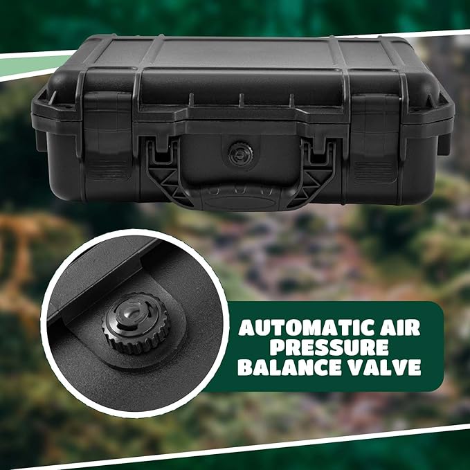 8.5 x 6.5 x 3.7 Inch Waterproof Hard Case with DIY Customizable Foam Insert Portable Protective Case with Knife for Camera Drones Equipments Tools Test Instruments (Black)