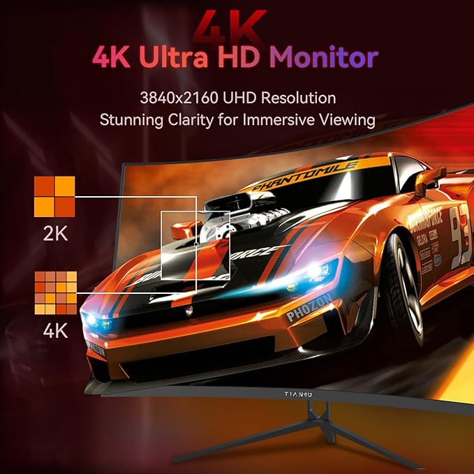 32Inch 4K Curved Monitor,160Hz UHD(3840 x 2160) Curved Gaming Monitor,1ms AMD FreeSync Premium,1500R,125% sRGB,95% DCI-P3,Monitor with Speaker,HDMI2.1,DP1.4,VESA