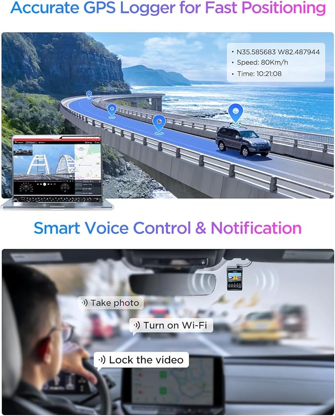 VIOFO A329S 4K 60FPS Dash Cam Front and Rear, 4K+2K Dual Dash Camera for Cars, Power Saving Parking Mode, Wi-Fi 6 App Control, Dual STARVIS 2 Sensors, Supports up to 4TB SSD or 512GB microSD Card