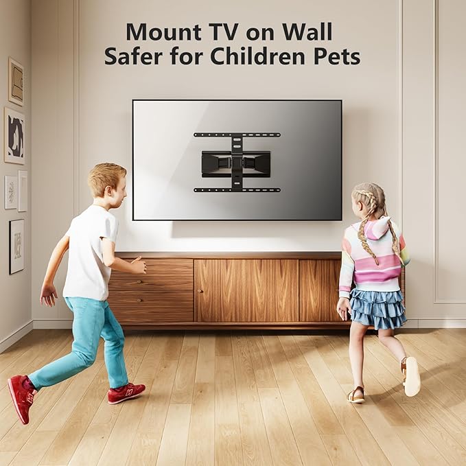 WALI Ultra Slim Full Motion TV Wall Mount Bracket for Most 43-90 Inch Flat Screen TVs, Swivel, Tilt & Extension TV Articulating Mount, Max Mounting Holes 600x400mm, Holds up to 132lbs(TTM-4), Black