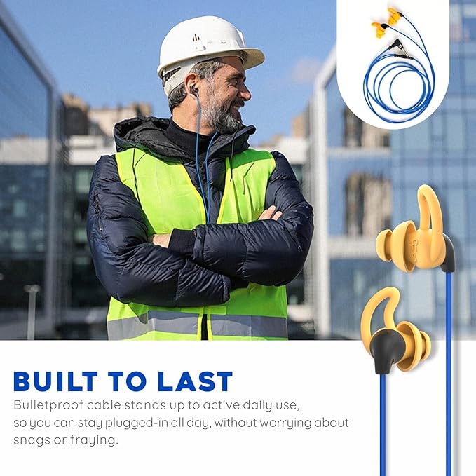 MIPEACE Ear Plug Headphones for Work, Custom-fit Work Earbuds Earphones-Safety Headphones for Construction Industrial