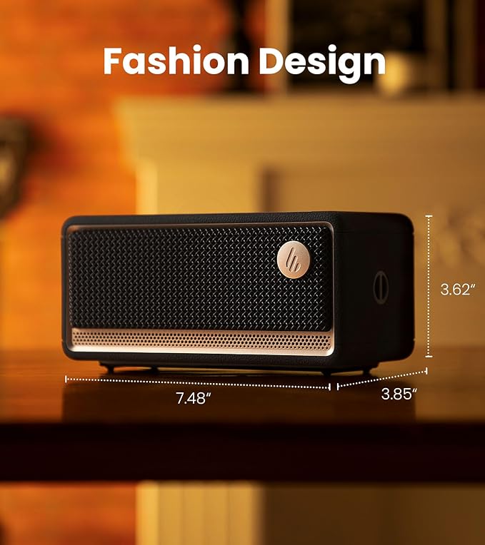 Edifier ES60 Bluetooth Speaker, Portable with Stereo Pairing, IP66 Dustproof & Waterproof 9H Playtime BT5.4 34W RMS Dual Device Connection Ambient Light for Home Party Outdoor Beach – Black