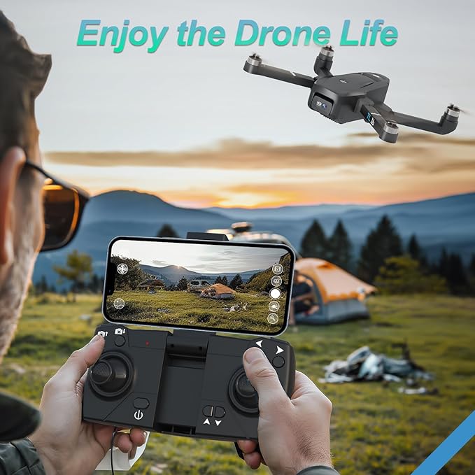 Drone with Camera Brushless Motor Drones for Adults Beginners 2 Cameras FPV RC Quadcopters Foldable Motorized Adjustable 1080P HD UAV APP Control 3D Flips Easy to Fly Toys Carrying Bag