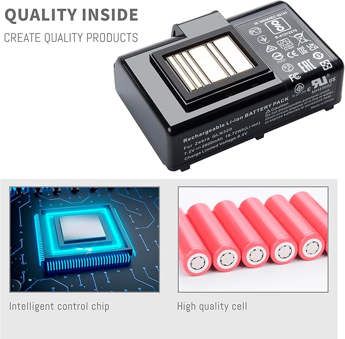 10Pack 3400Mah battery for Zebra Printer ZQ610 QLN320 QLN220 QLN220(HC) QLn320HC ZQ500 ZQ510 ZQ520 ZQ521 ZQ610 ZQ620 ZR628 ZR638 ZQ658 ZQ668 ZR658 ZR668 PN BTRY-MPP-34MA1-01 P103165-101 P1089503-003