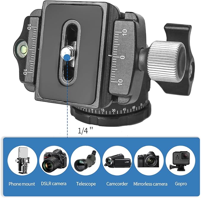 CAVIX 28in Carbon Fiber Tripod with 360° Ballhead Compact Lightweight Travel Tripod for Mirrorless Cameras