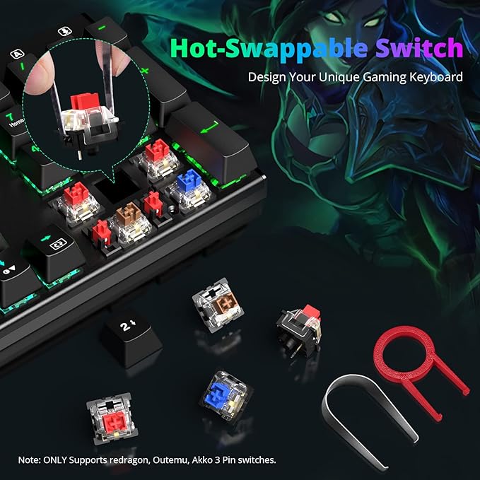Redragon Mechanical Gaming Keyboard with Red Switches, Wired Keyboard Mechanical with RGB Backlit, Fully Progammable, Durable Aluminum Frame, Anti-Ghosting for PC Windows Mac, K565, Black