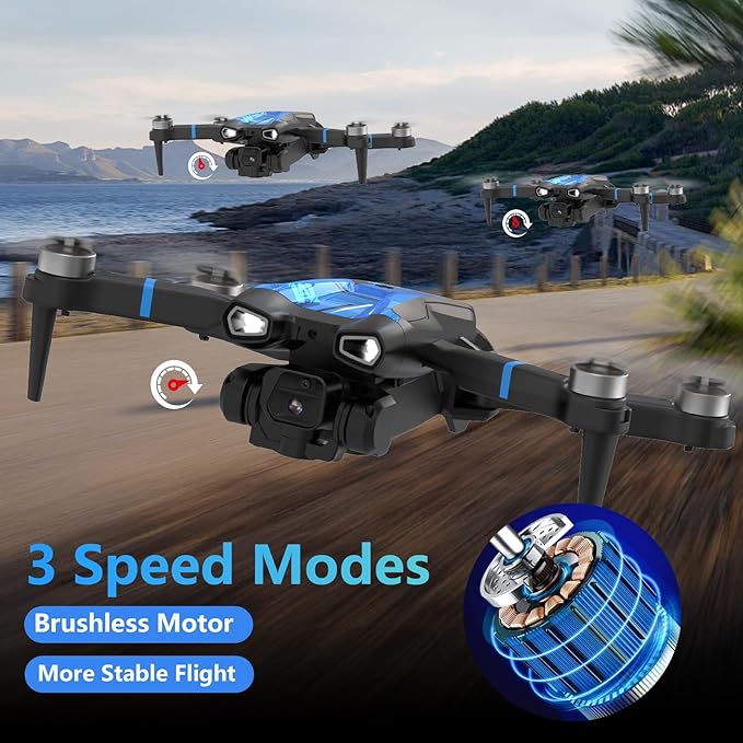 M18LCD FPV Drone with 1080P Camera Brushless Motor Optical Flow Positioning Headless Mode One Key Takeoff/Landing RC Quadcopter for Adults