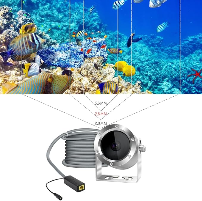Underwater Camera, Aquarium Live Streaming Pond 5MP Camera with 32ft Cables