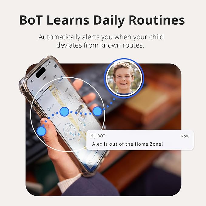 BoT Talk GPS Tracker for Kids with 2-Way Voice Messaging - Screen-Free, Smart AI Alerts, Real-Time Location, 7-Day Battery Life, Made in Japan, Monthly Plan Required
