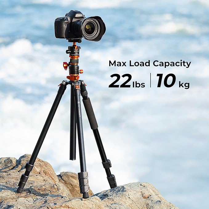 K&F CONCEPT 90''/230cm Ultra High Camera Tripod,Horizontal Overhead Shooting Travel Tripods with Metal Ball Head 10KG Load Capacity,Detachable Monopod, for Indoor and Outdoor Use T254A7+BH-28L