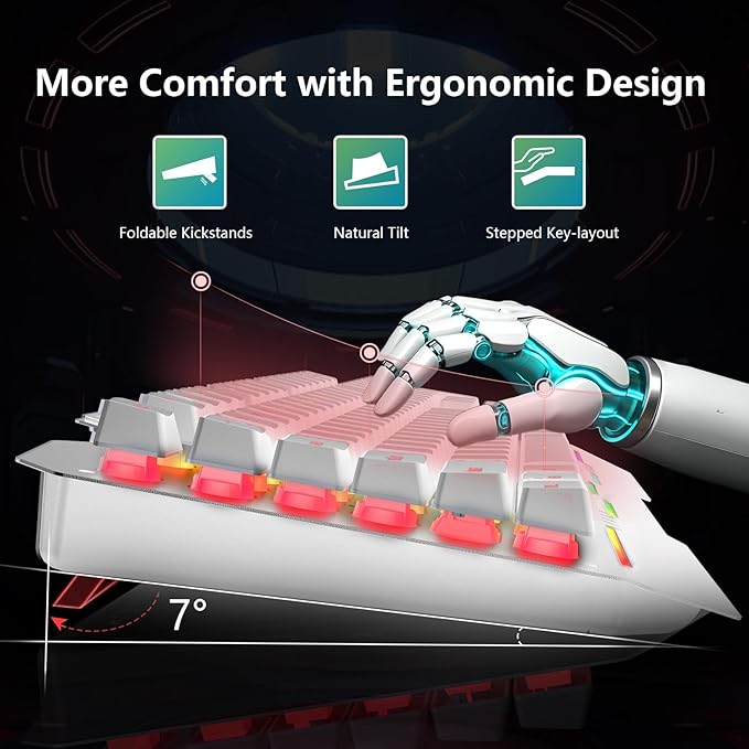 AULA Gaming Keyboard, T102 104 Keys Keyboard and Mouse Combo, USB Wired Computer Keyboards Mechanical Feel Full Size, RGB Backlit for PC/Laptop Gaming or Working/Office (White)